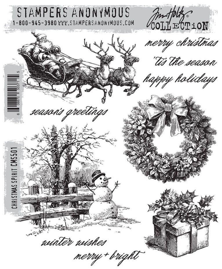 Stampers Anonymous - Tim Holtz Collection - Cling Stamps - Christmas Spirit