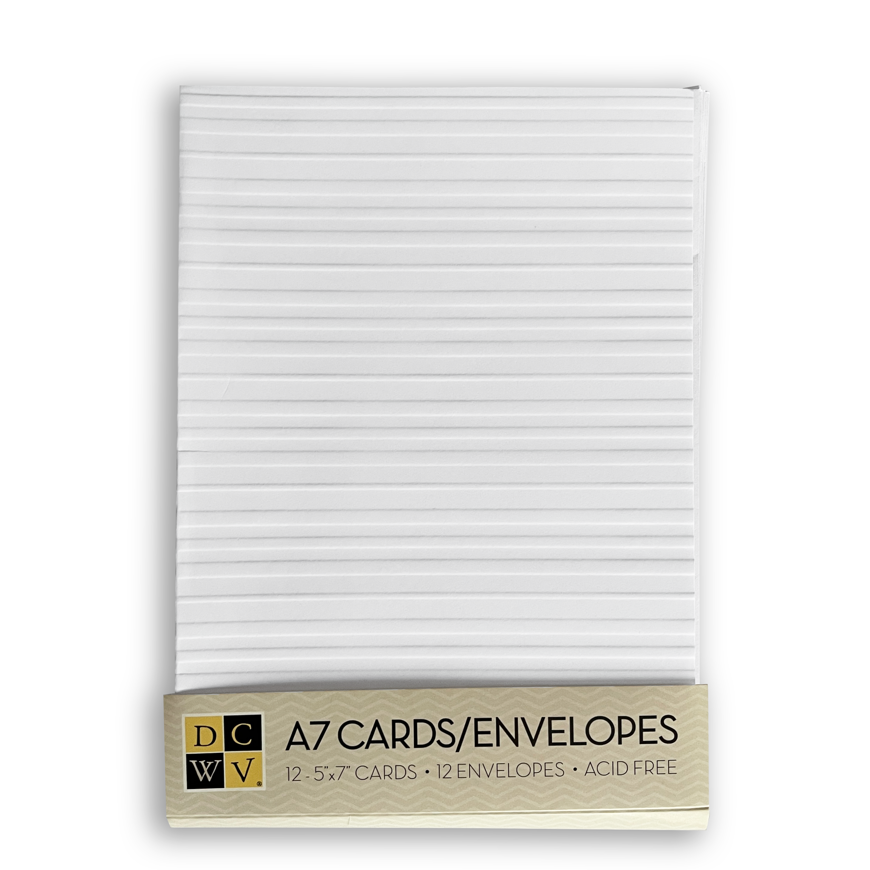 DCWV - Kort og  konvolutter - Hvite med embossede striper (12 stk)