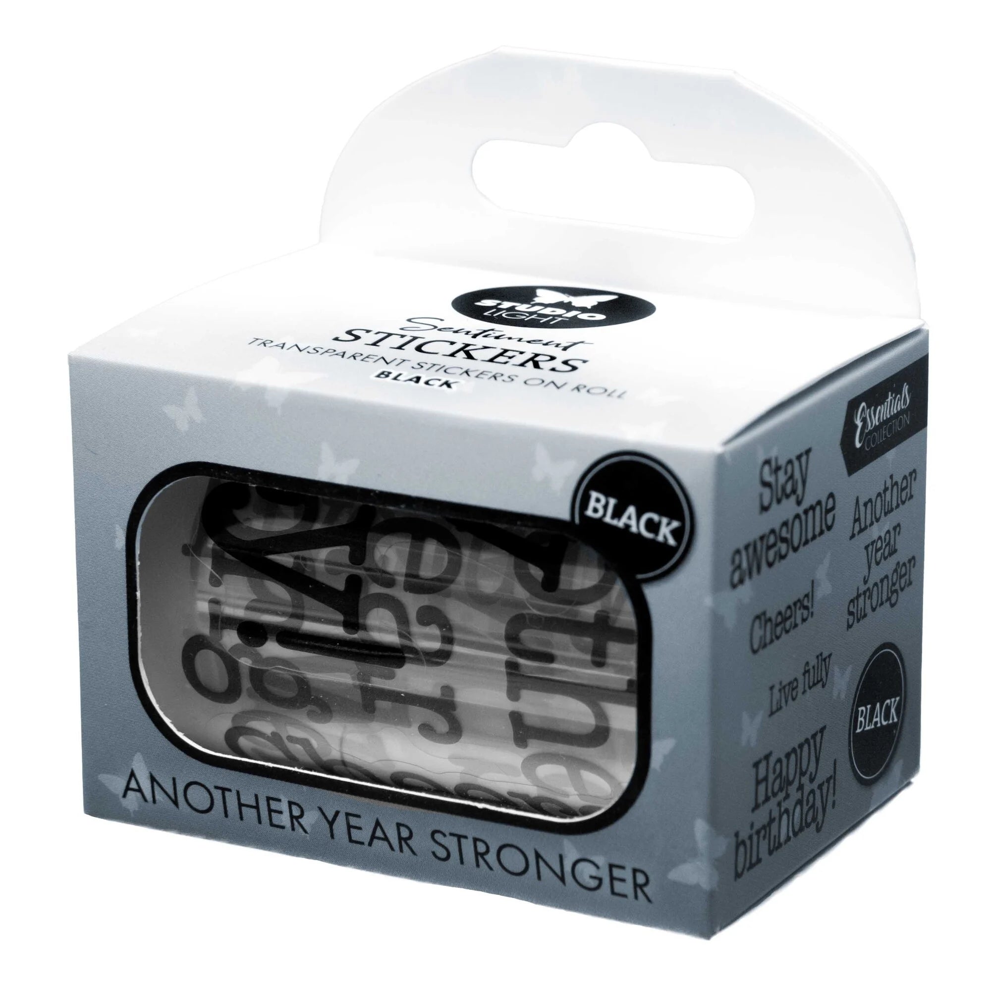 Studiolight - Transparent stickers on roll - Another year stronger - Black