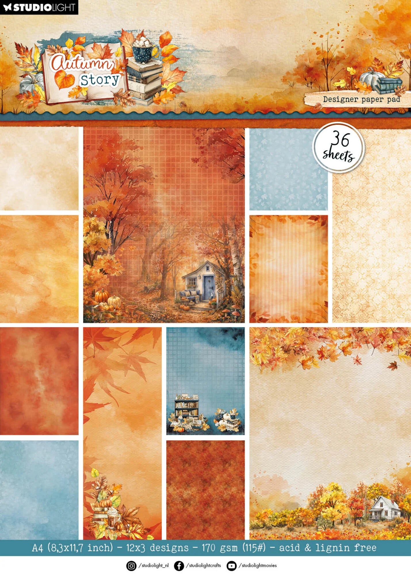 Studio Light - Autumn Story - Paper Pad Backgrounds - A4