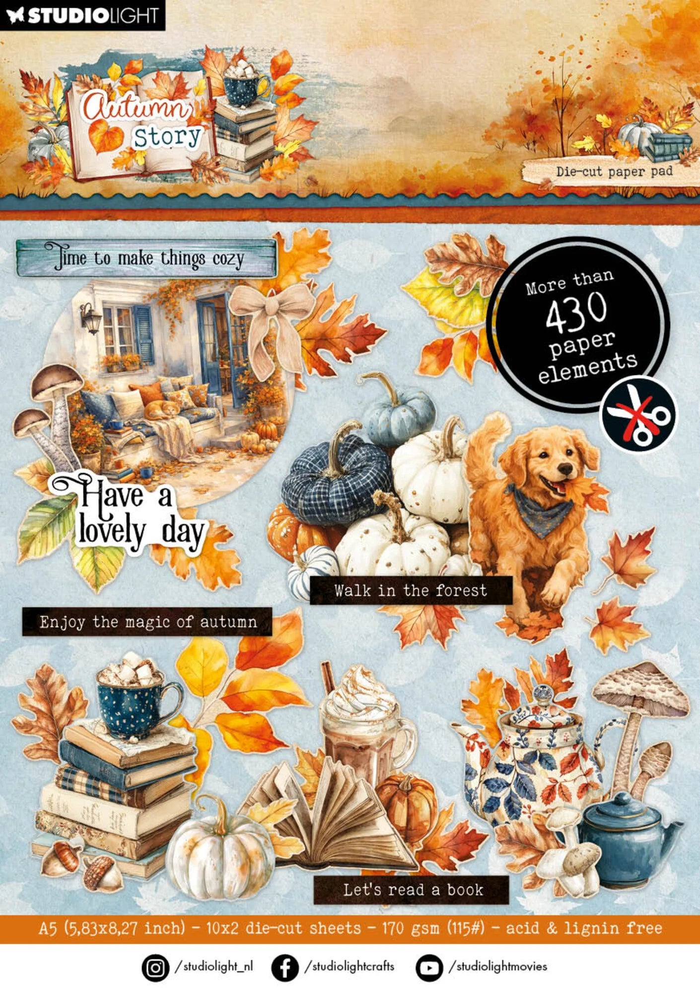 Studio Light Paper Pad - Die-Cut Paper Pad - Autumn Story - A5