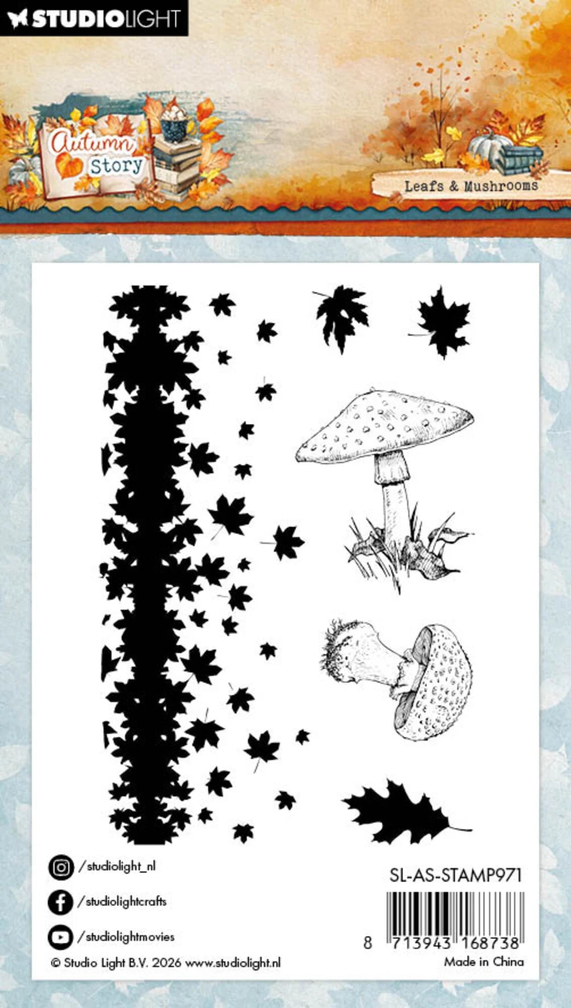 Studiolight - Autumn Story - Clear Stamps - Leaves and mushrooms