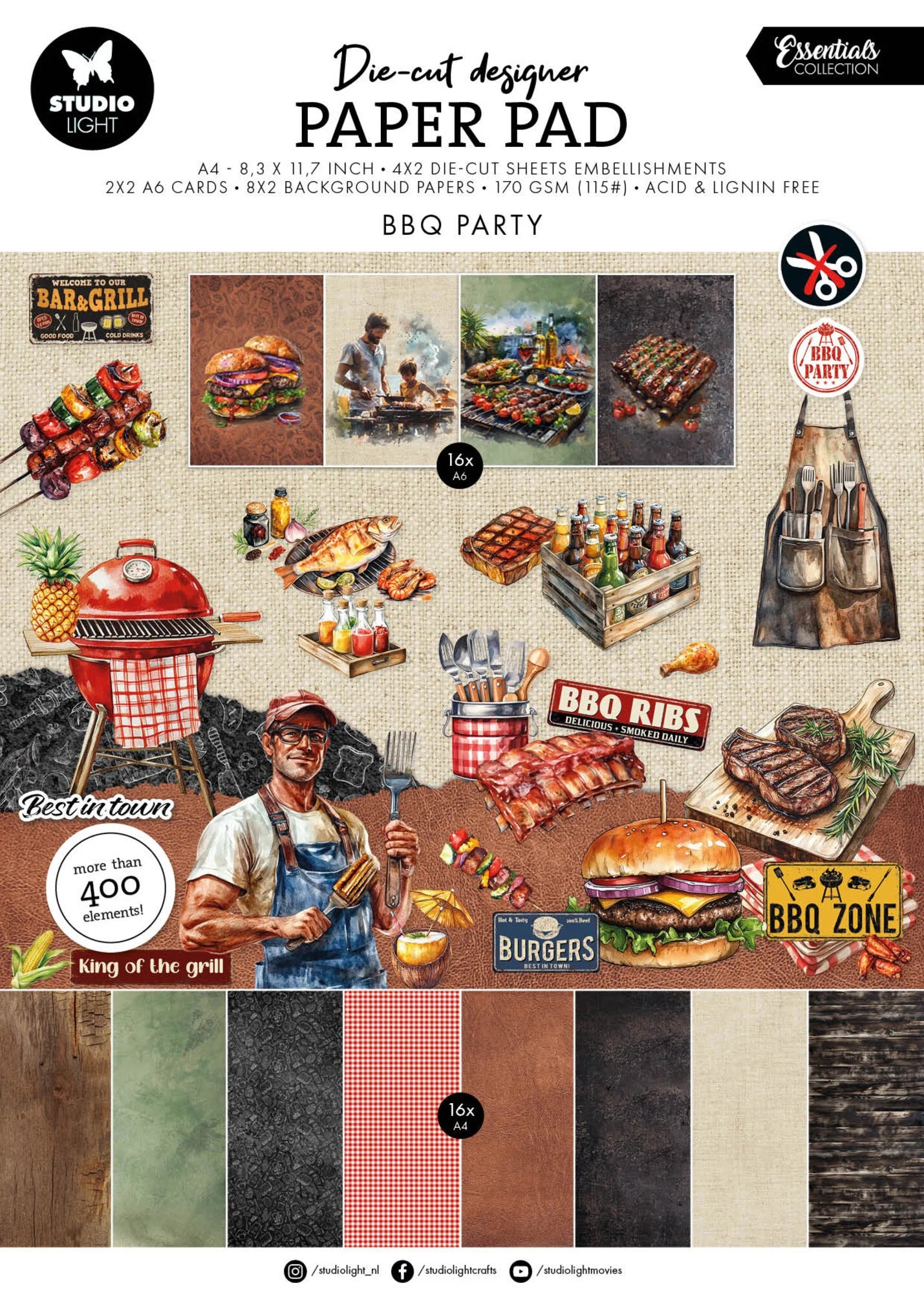 Studio Light Paper Pad - Die-cut designer Paper Pad - BBQ Party - A4