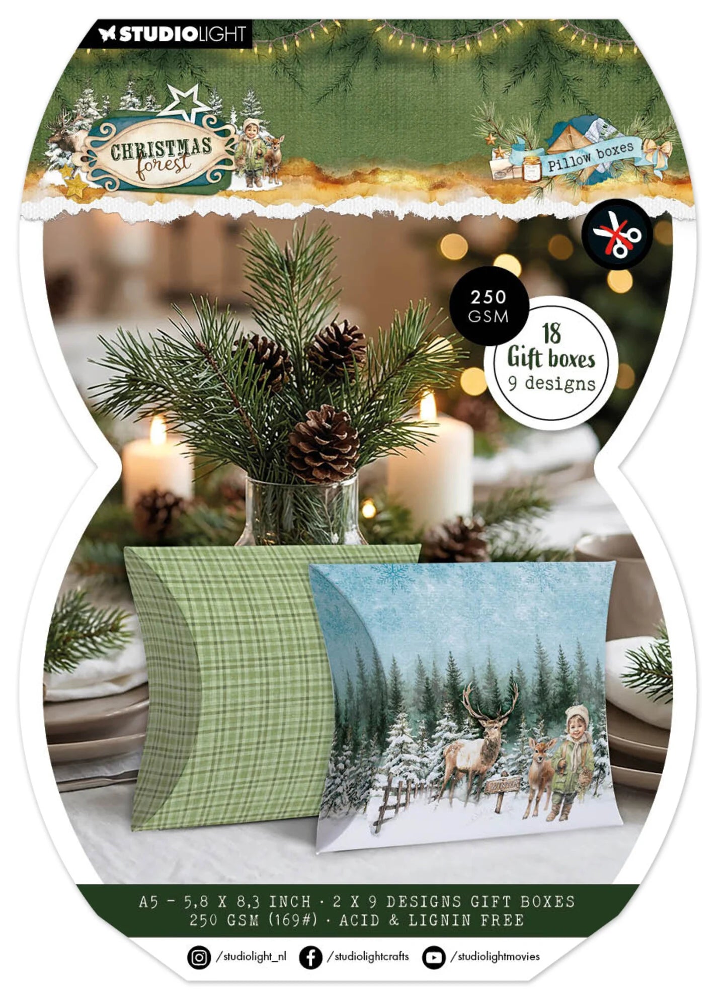 Studio Light - Christmas Forest - A5 Gift Box Paper Pad - Pillow Boxes