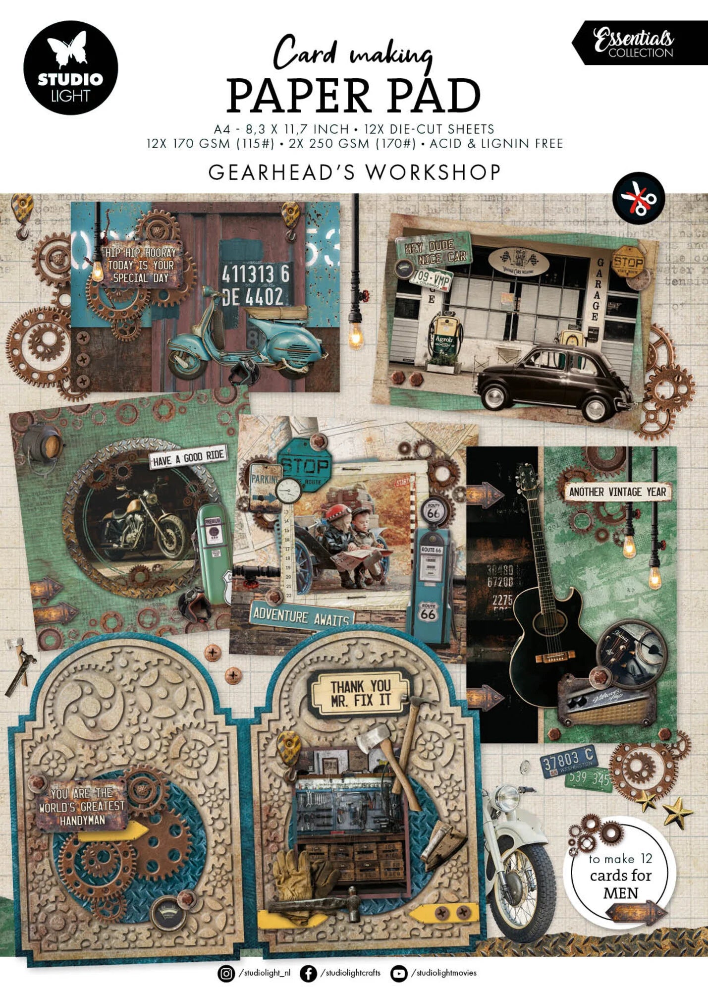 Studio Light Paper Pad - Cardmaking Paper Pad - Gearhead's Workshop - A4