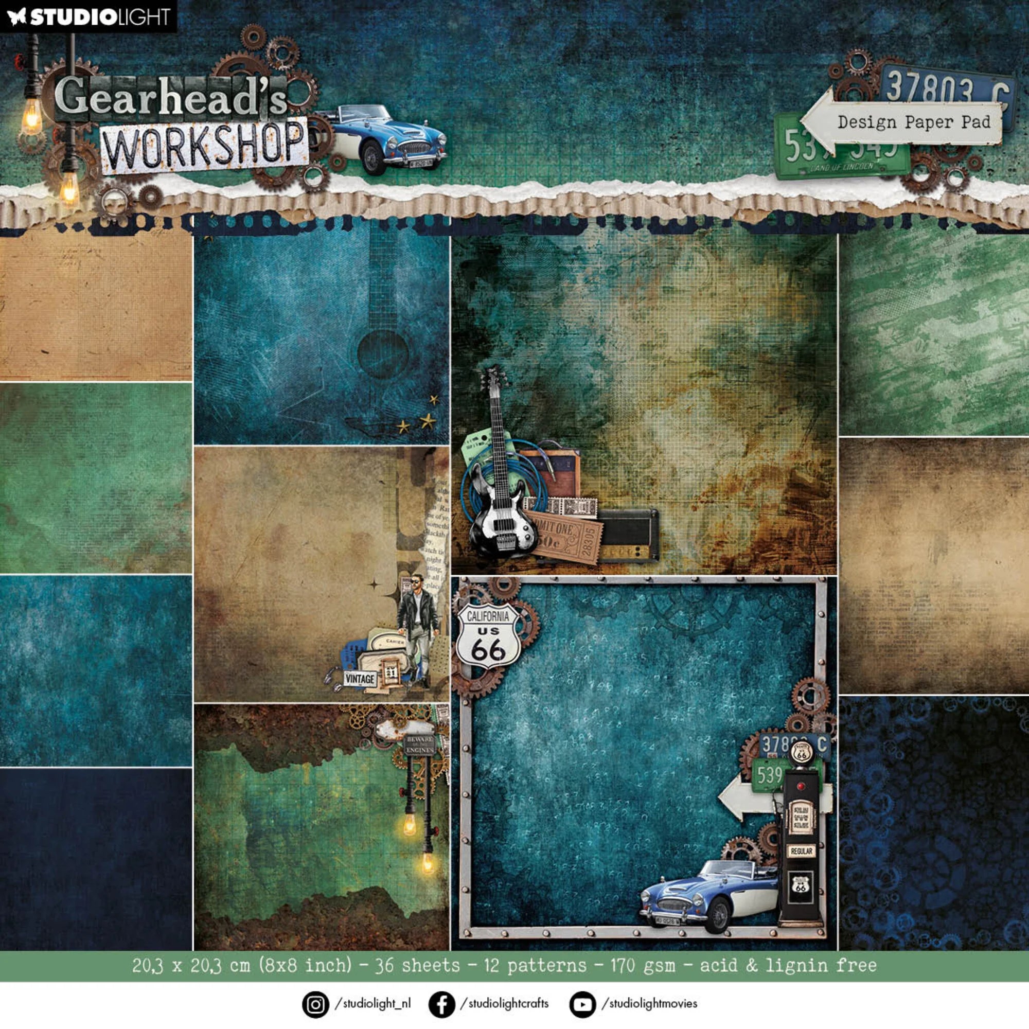Studiolight - Gearhead's Workshop - Paper Pad - 8 x 8"