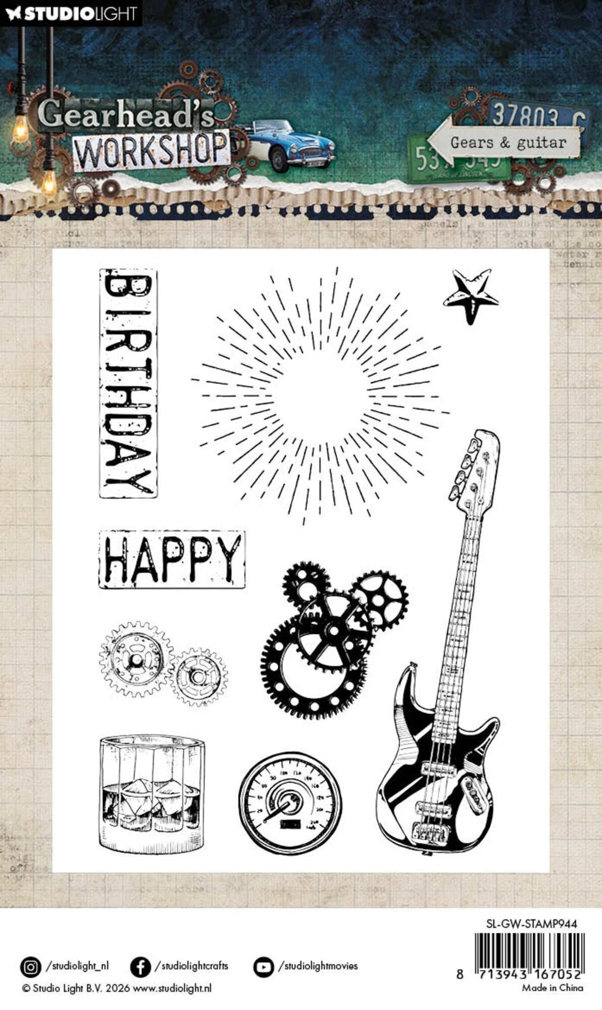 Studiolight - Gearhead's Workshop - Clear Stamps - Gears & guitar