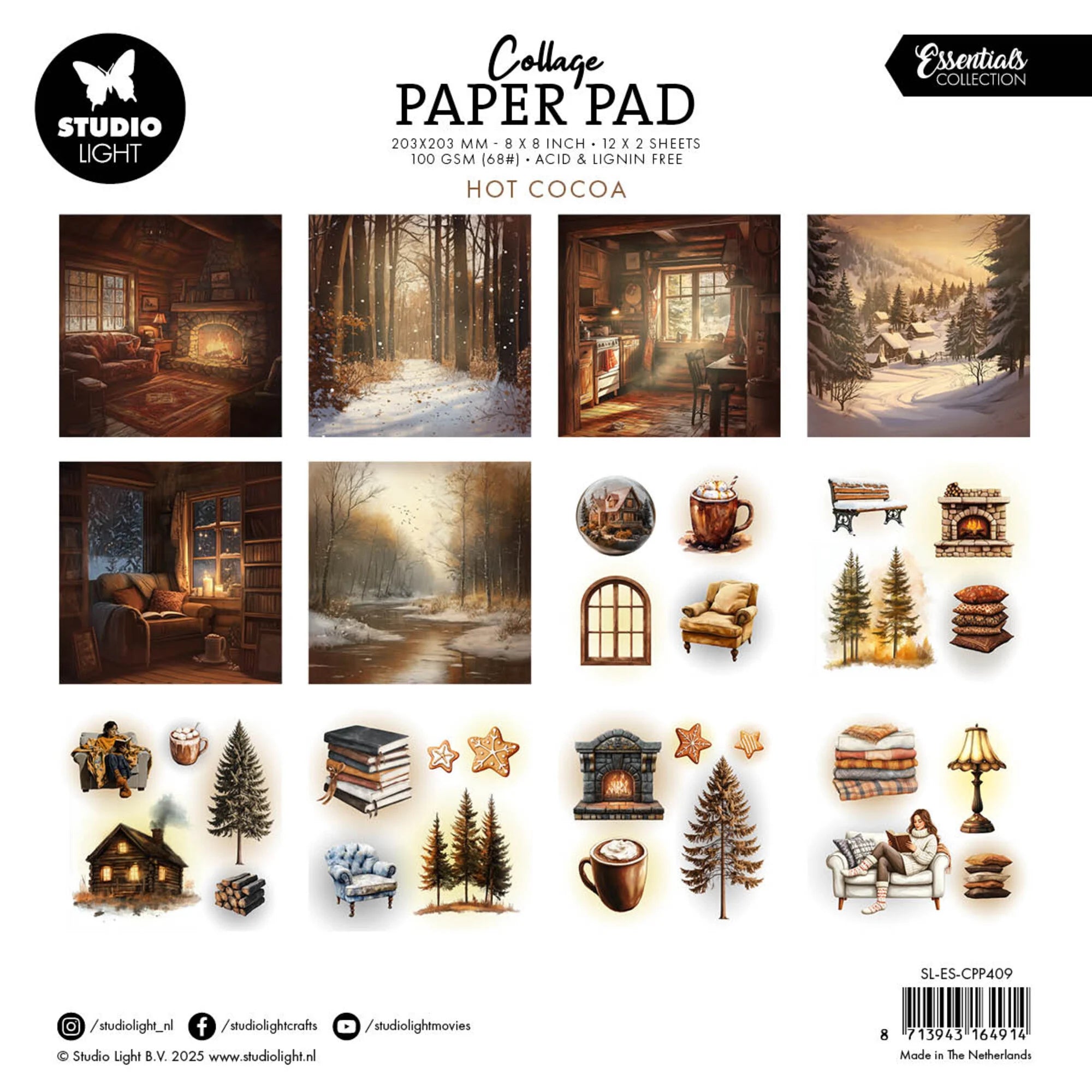 Studiolight - Hot Cocoa - Paper Pad - 8 x 8"