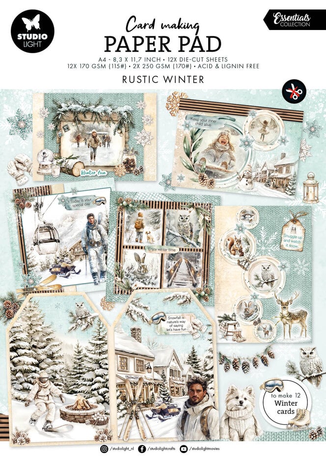 Studio Light - Rustic Winter - Cardmaking Paper Pad - A4