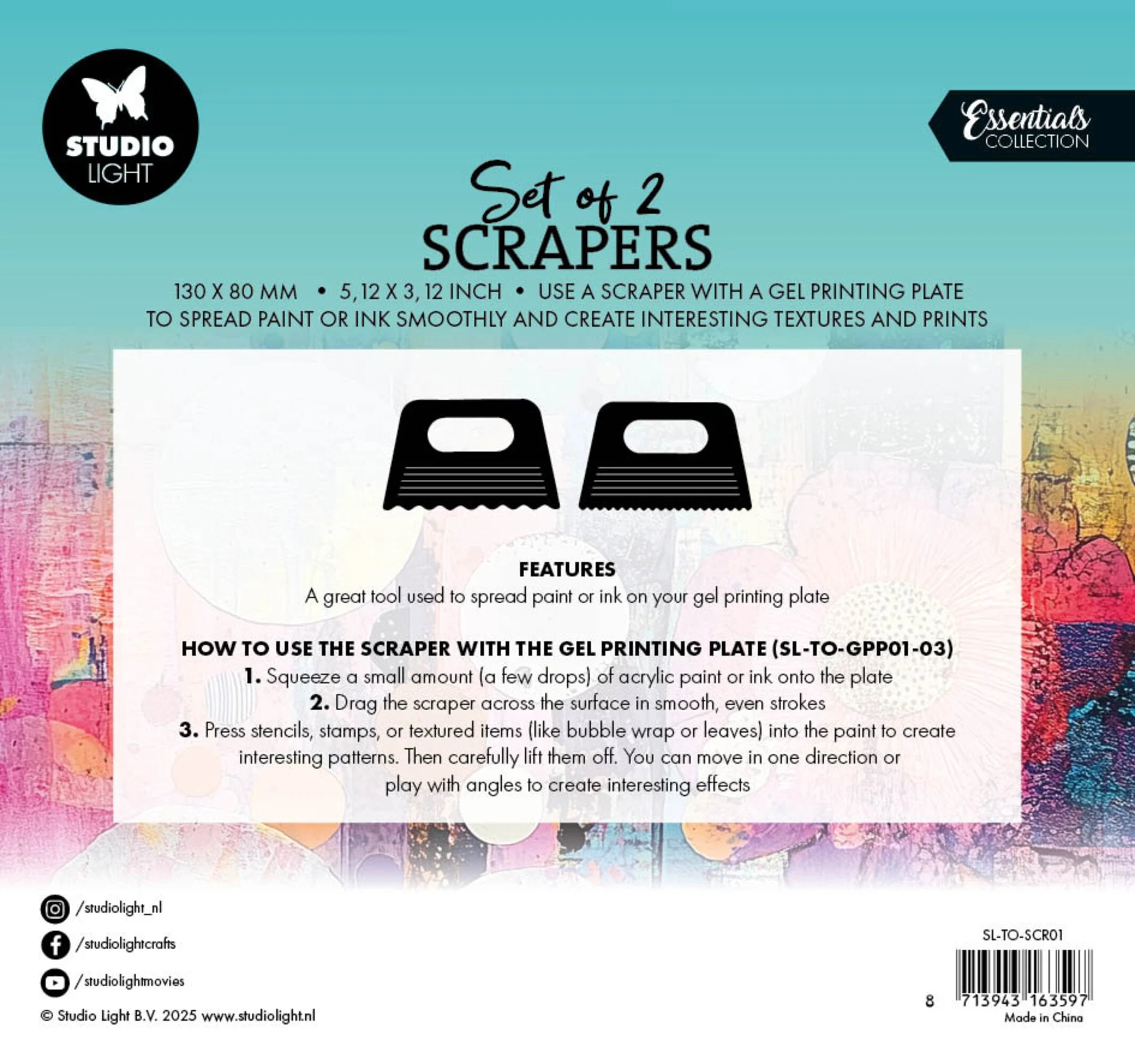 Studiolight - Gel Printing - Scraper set of 2 - A