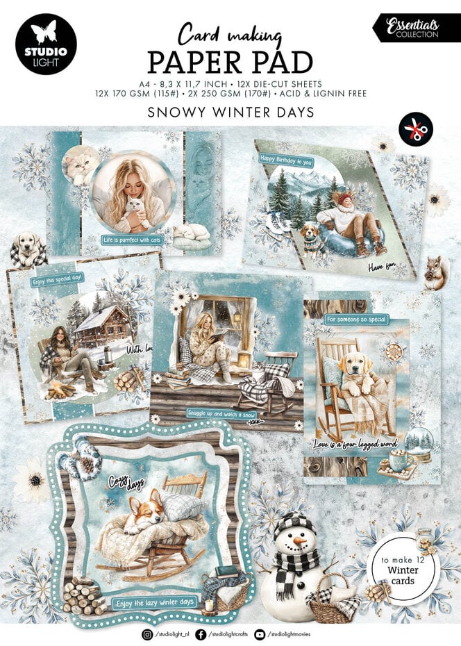 Studio Light Paper Pad - Cardmaking Paper Pad - Snowy Winter Days - A4