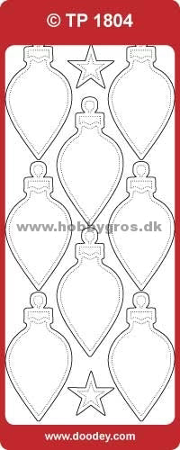 Klistremerker - Avlange Julekuler - Transparent  - Gull