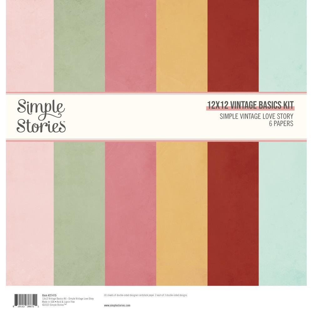Simple Stories - Love Story - Basics  Paper Pack - 12 x 12"