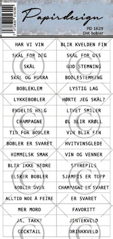 Papirdesign - Ord klistremerker - Det bobler