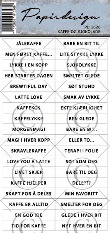 Papirdesign - Ord klistremerker - Kaffe og Sjokolade