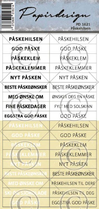 Papirdesign - Ord klistremerker - Påskehilsen