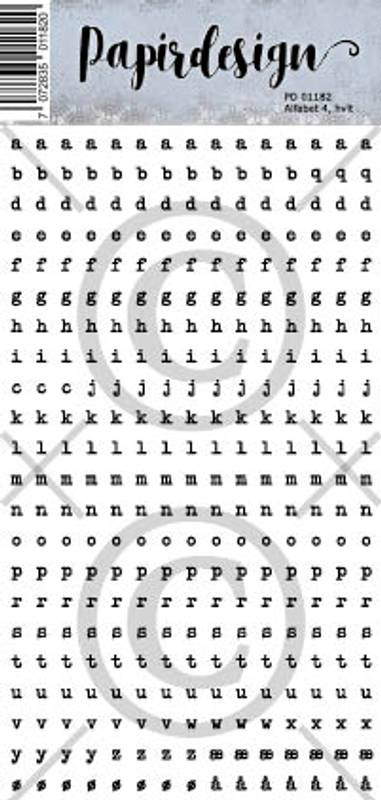 Papirdesign - Ord klistremerker - Lite alfabet 4, hvit