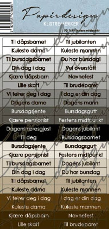 Papirdesign - Ord klistremerker - Festens midtpunkt (Forhåndsalg - På lager 22.09)
