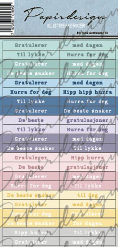 Papirdesign - Ord klistremerker - Gratulerer 13 (Forhåndsalg - På lager 22.09)