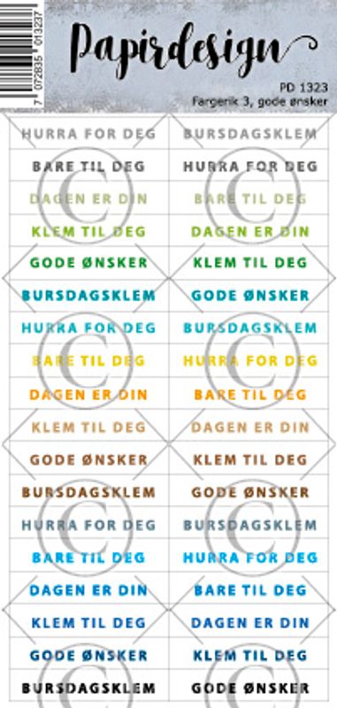 Papirdesign - Ord klistremerker - Fargerik 3, gode ønsker