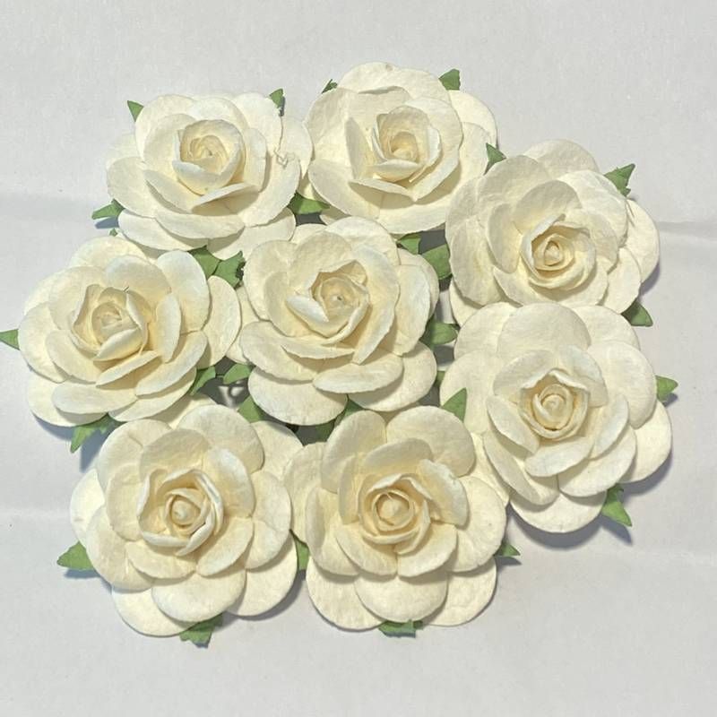 Papirdesign - Roser - Hvit / beige   3,5 cm