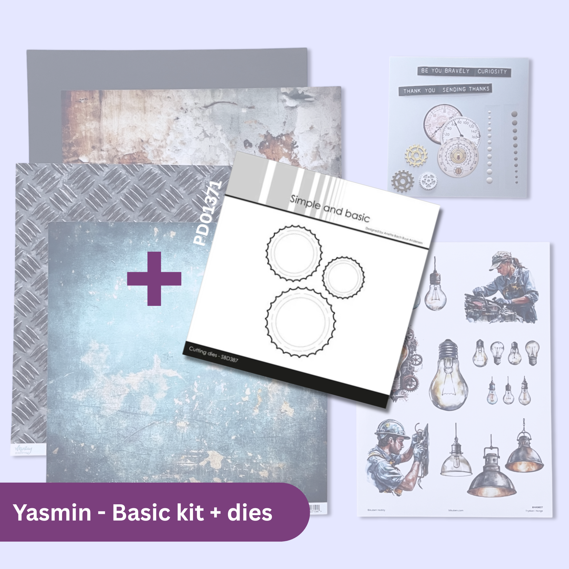 Scrap a Long med Yasmin - Industrielt brettekort - Basic Kit + Dies SBD387 Bottlecap - Utsending starter 25/2