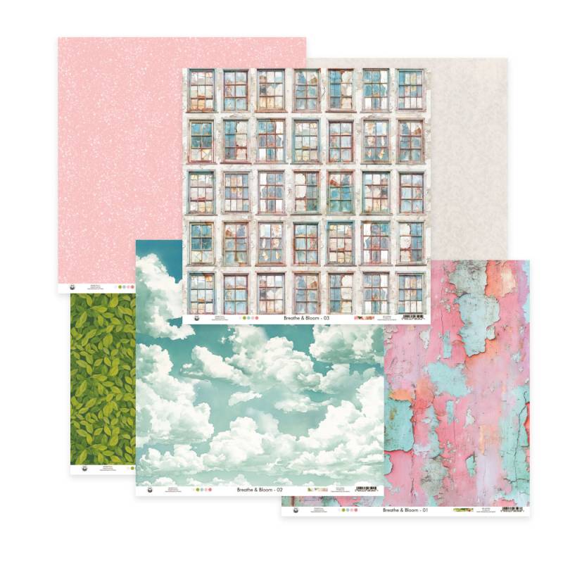 P13 - Breathe and Bloom - Set of 6 papers -  12 x 12"