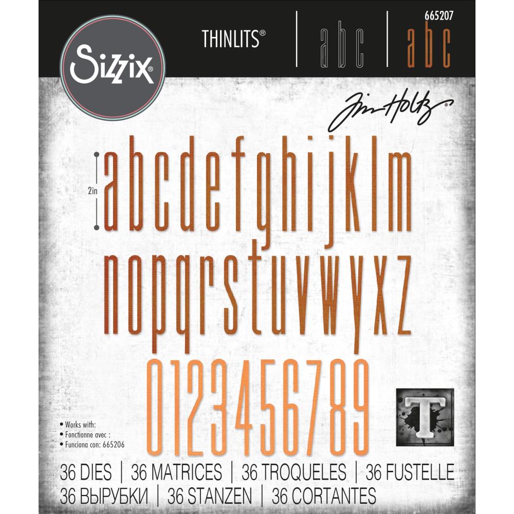 Sizzix - Tim Holtz Alterations - Thinlits - Alphanumeric Stretch lower & numbers