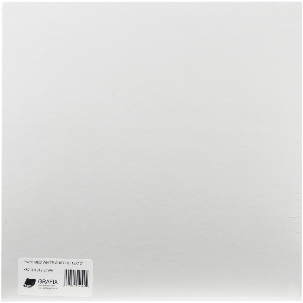 Grafix - Chipboard - Medium -  White -  12 x 12"