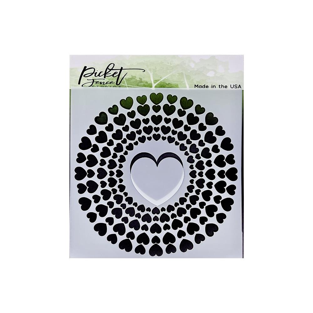 Picket Fence - Stencil - Spiral of Hearts