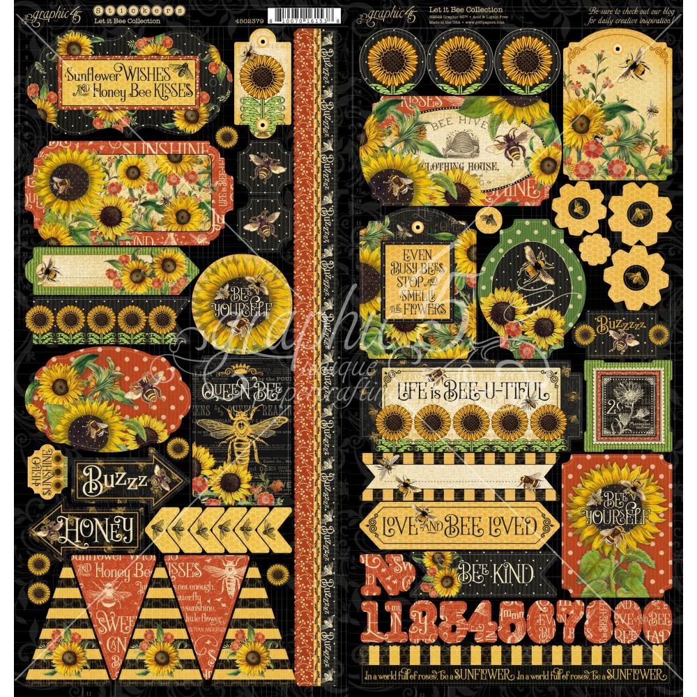 Graphic 45 - Let it bee - Sticker Sheet - 12 x 12"