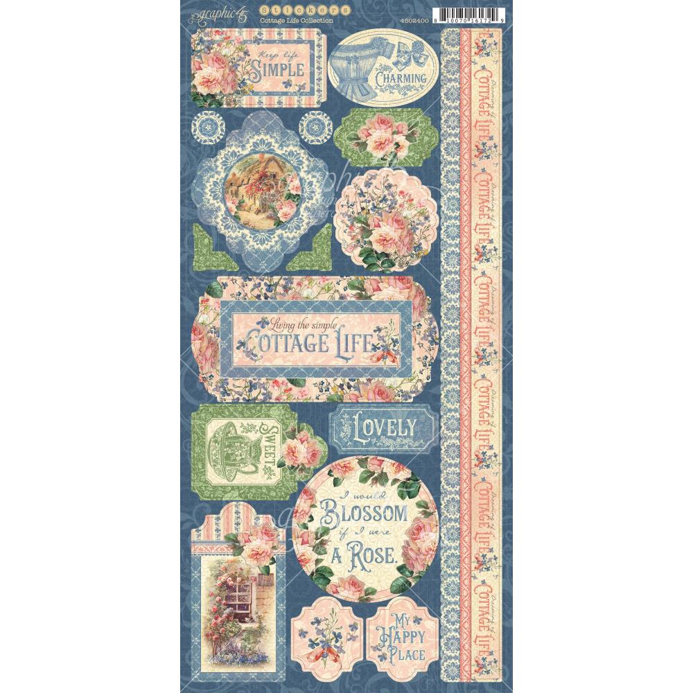 Graphic 45 - Cottage Life - Sticker Sheet - 12 x 12"