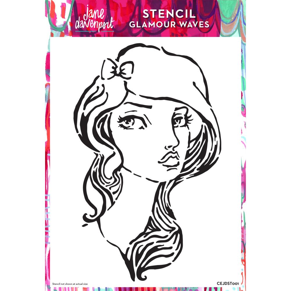 Jane Davenport - Stencil - Glamour Waves - 8" x 12"