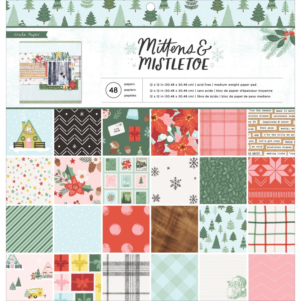 Crate Paper - Mittens & Mistletoe - Paper Pad 12x12"