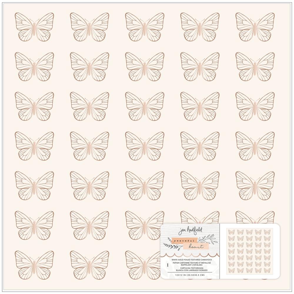 Jen Hadfield - Peaceful Heart  - Butterfly cardstock with gold foil 12x12"