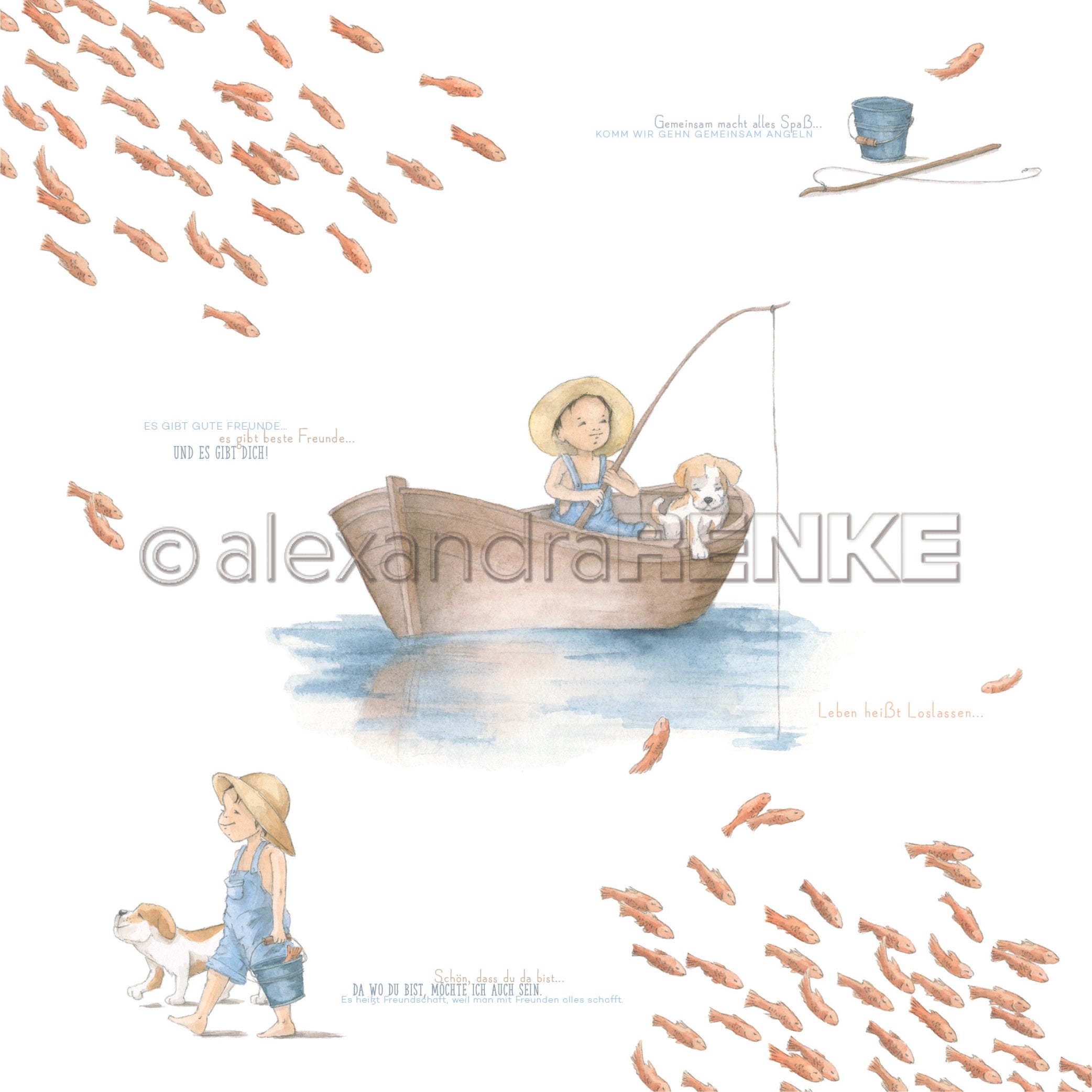 Alexandra Renke - Little Fisherman  - Paper   12x12"