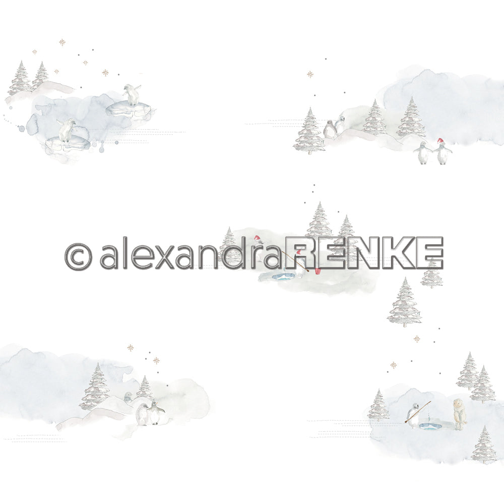 Alexandra Renke - Penguin landscape - Paper   12x12"