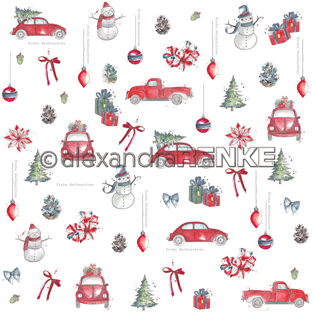 Alexandra Renke - Floral Christmas car rapport - Paper   12x12"