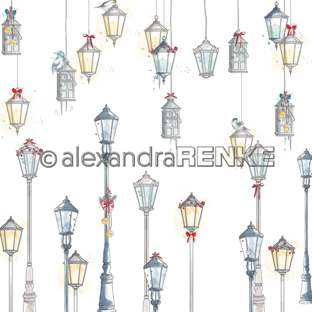 Alexandra Renke - Floral Christmas festive lanterns - Paper   12x12"