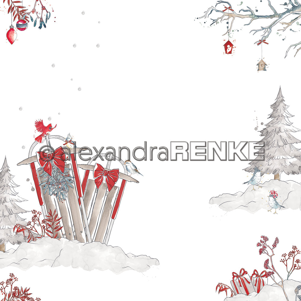 Alexandra Renke - Floral Christmas sleigh ride - Paper   12x12"