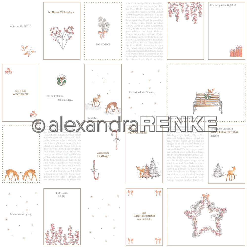 Alexandra Renke - Floral Christmas card sheet coral - Paper   12x12"