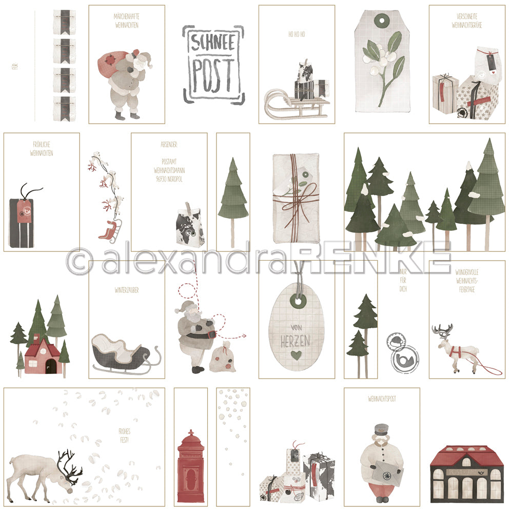 Alexandra Renke - Snow Post Card Sheet  -  12x12"