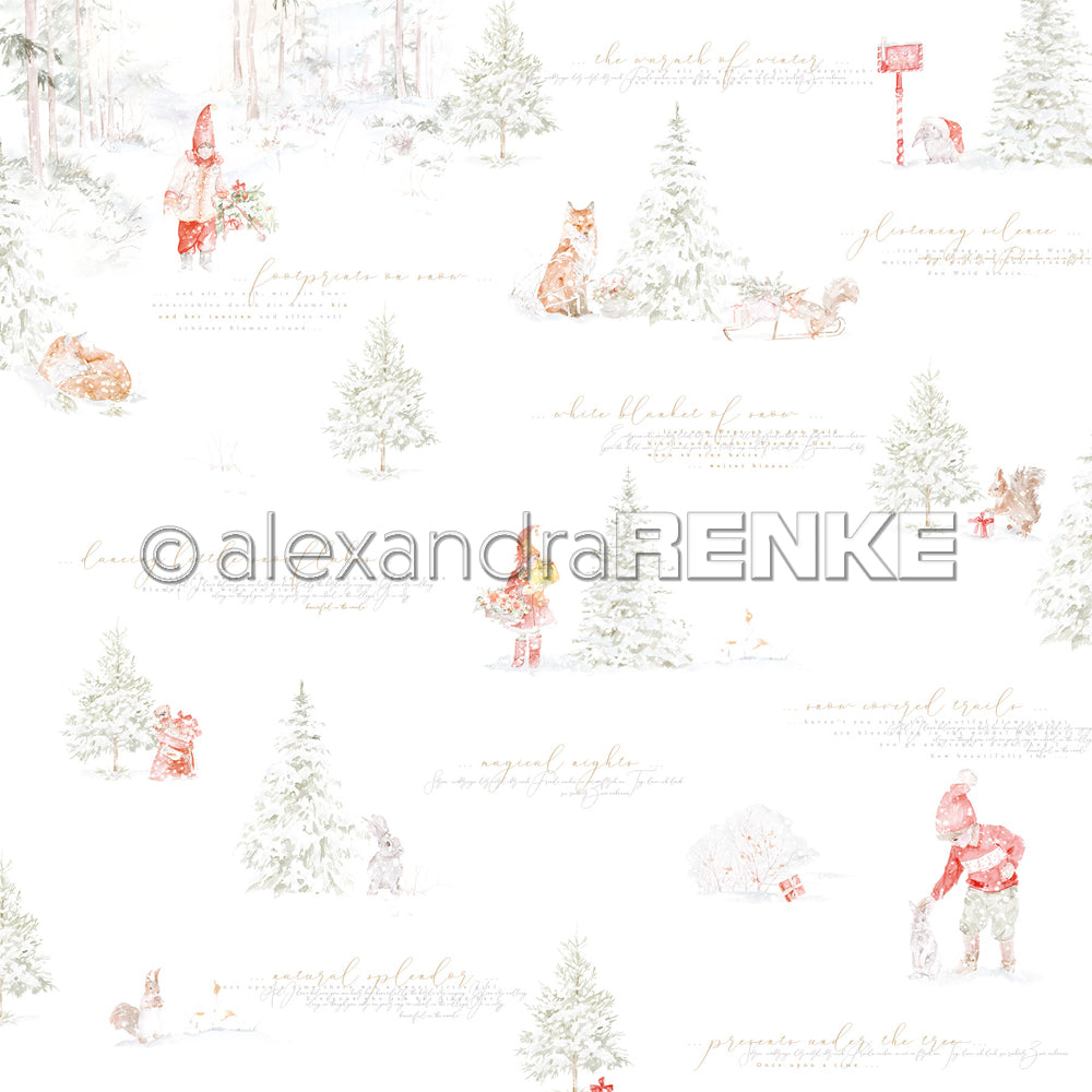 Alexandra Renke - Winter Children in Christmas Forest - Paper -  12x12"