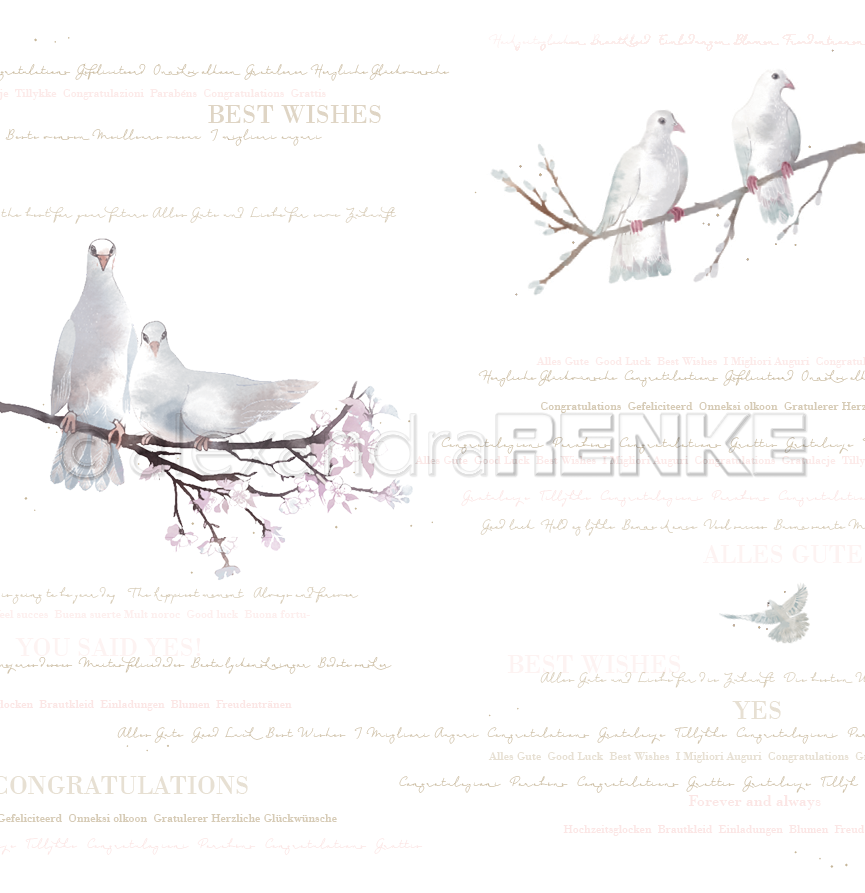 Alexandra Renke - Doves on a branch  - 12 x 12"