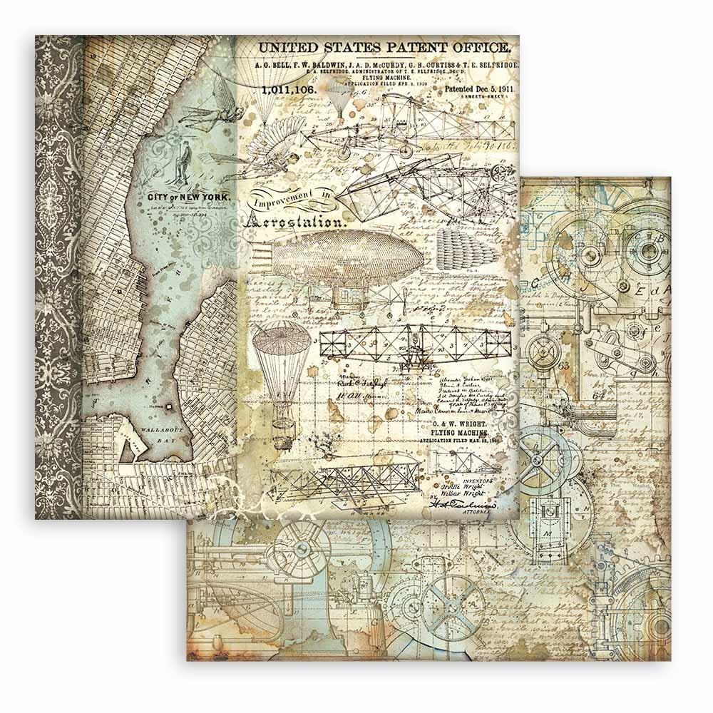 Stamperia - Sir Vagabond Aviator - Backgrounnd Selection - Paper Pad - 8 x 8"