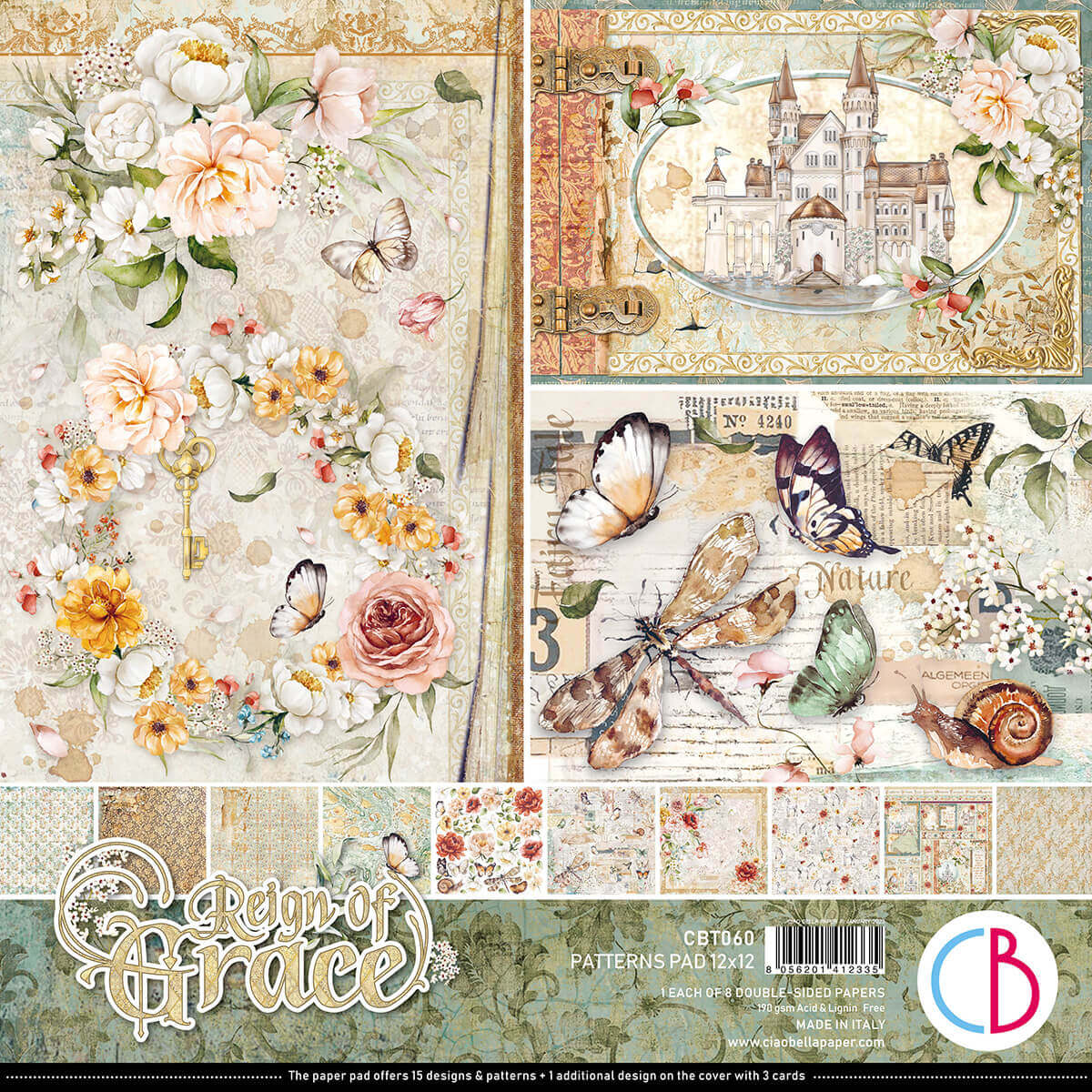 Ciao Bella - Reign of Grace - Paper Pack  (8 ark)  12 x 12"