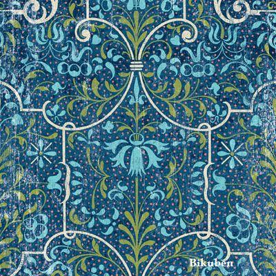 K & Company: Addison Blue, Teal & Green Floral Flat Paper