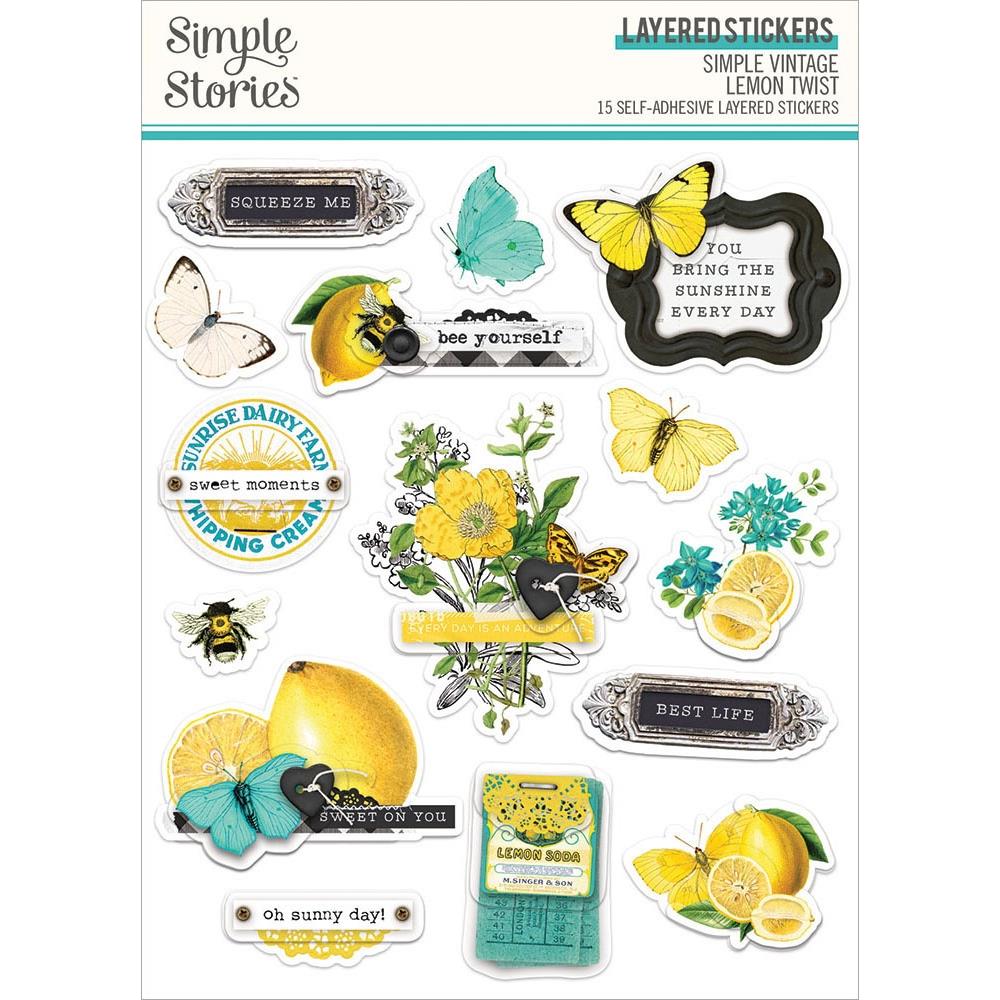 Simple Stories - Lemon Twist - Layered Stickers