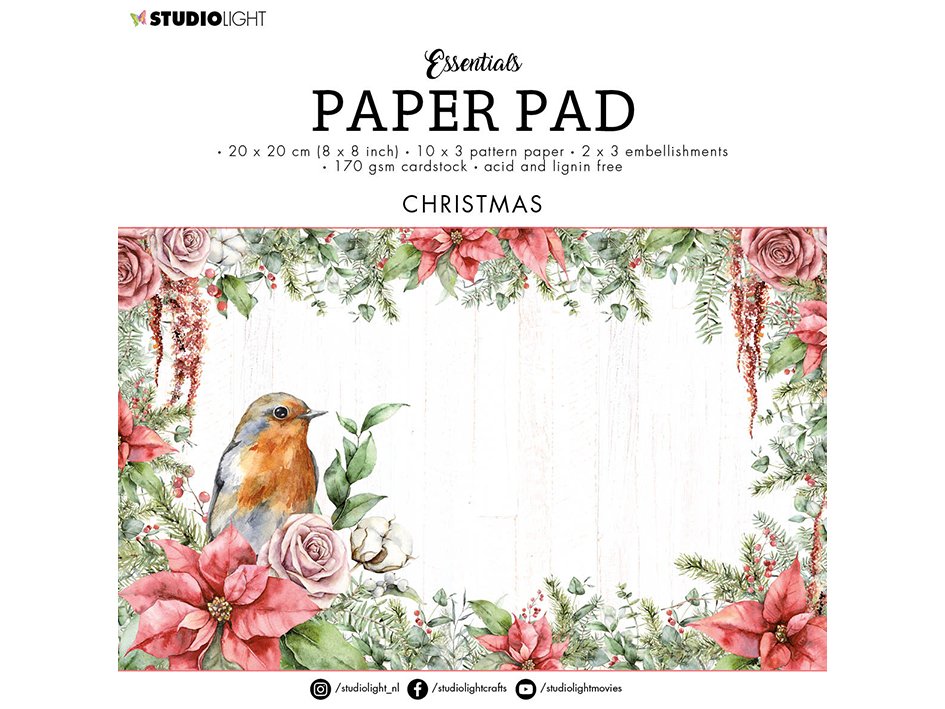 Studiolight - Christmas 1 - Paper Pad  - 8 x 8"
