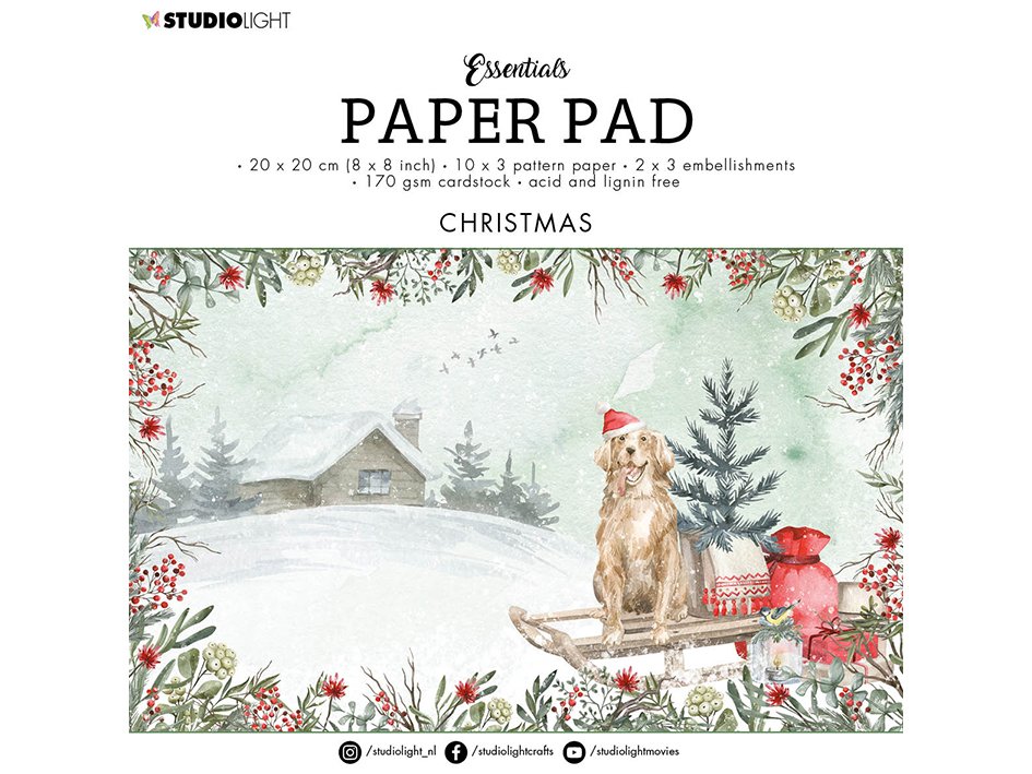 Studiolight - Christmas 3 - Paper Pad  - 8 x 8"
